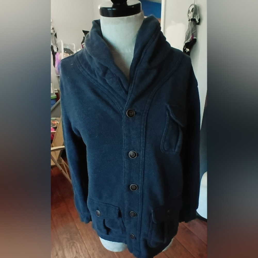 dark blue British night medium double-breasted jacket